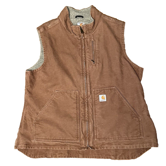Carhartt Jackets & Blazers - CARHARTT Womens Duck Canvas Fleece Sherpa Lined Full Zip Vest XL Reg WV001-BRN